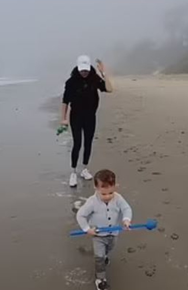 Meghan and Harry have shared the occasional glimpse of Archie, seen here with his mum on the beach in California. Picture: Apple TV