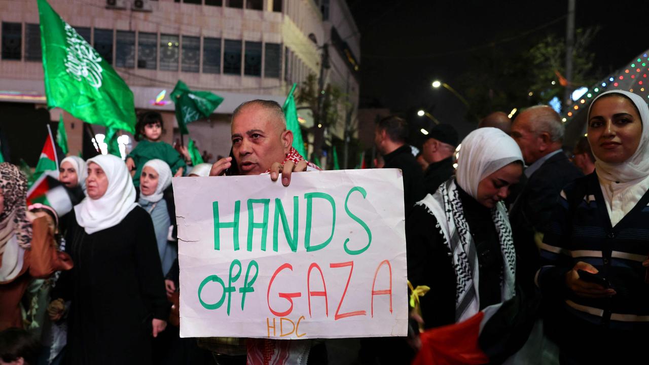 Supporters of the Fatah and Hamas movements march in Hebron city in the occupied West Bank on October 11, 2023, to protest the Israeli bombardment of the Gaza Strip. Picture: HAZEM BADER / AFP