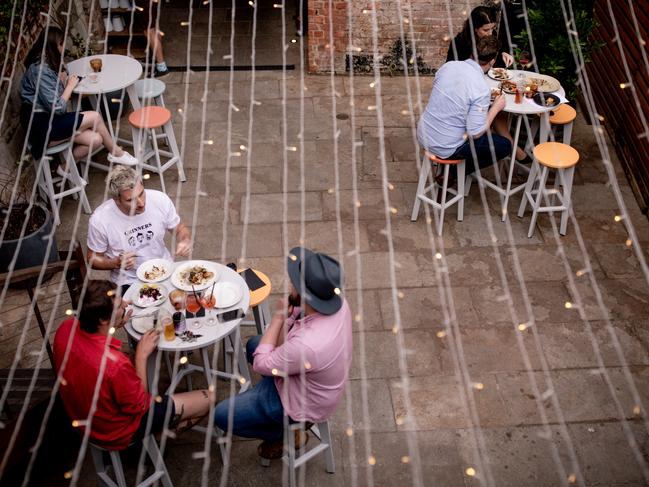 La Sardina Loca's outdoor courtyard complete with its Spanish bodega vibe is decked out with a canopy of what feels like a thousand fairy lights. Picture: ROSIE HASTIE