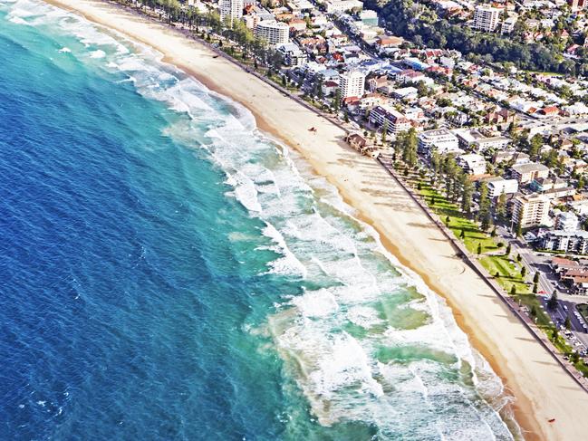 Elevated view of 'Manly Beach' and Manly suburb of Syndey