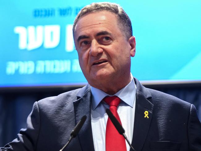 Israel's outgoing Foreign Minister Israel Katz during the handing over ceremony at the Ministry of Foreign Affairs in Jerusalem on November 10, 2024. (Photo by Menahem KAHANA / AFP)