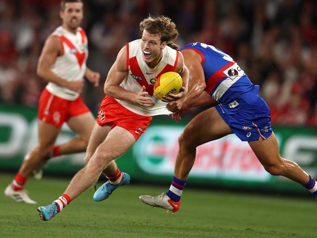 Nick Blakey continued his emergence for the Swans. Picture: Michael Klein