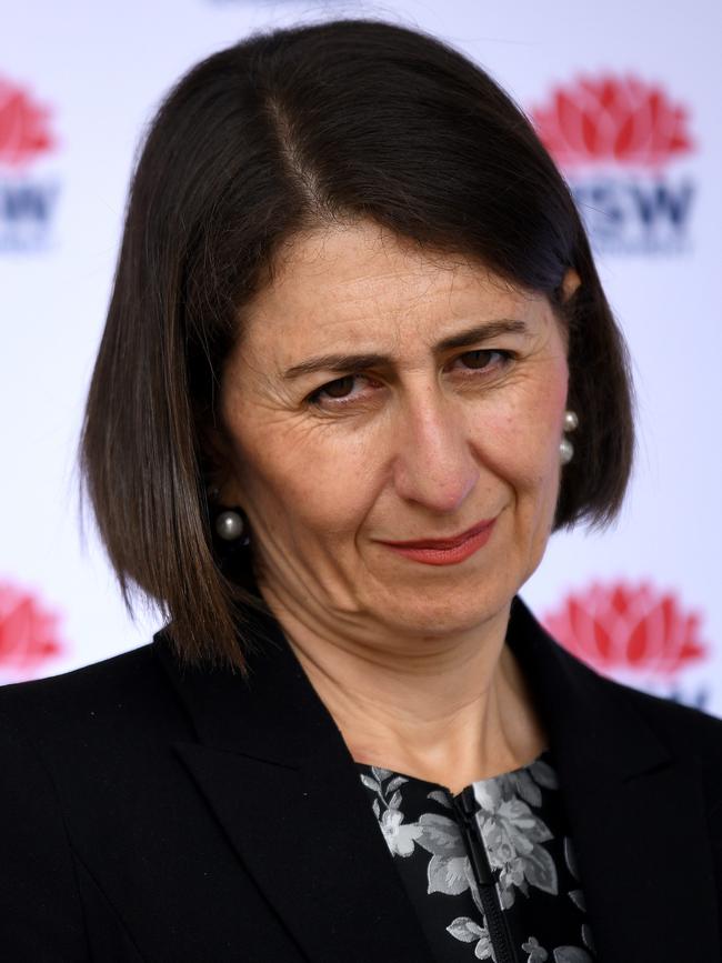 NSW Premier Gladys Berejiklian speaks to the media yesterday. Picture: NCA NewsWire/Bianca De Marchi