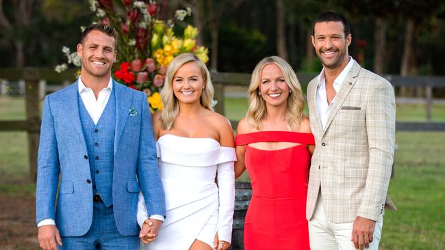 Elly Miles with Frazer Neate and Becky Miles with Pete Mann on The Bachelorette.