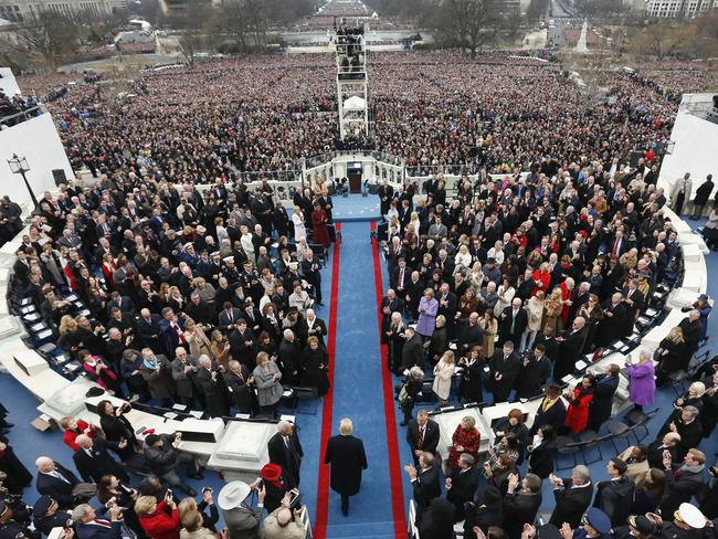 PresidentDonald Trump arrives during the 58th Presidential Inauguration at the U.S. Capitol in Washington on January 20, 2017. Picture: AP
