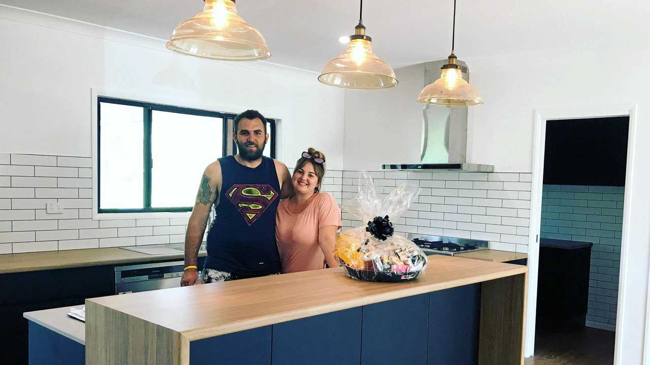 Tegan and Luke Bray in their new home. Picture: Contributed