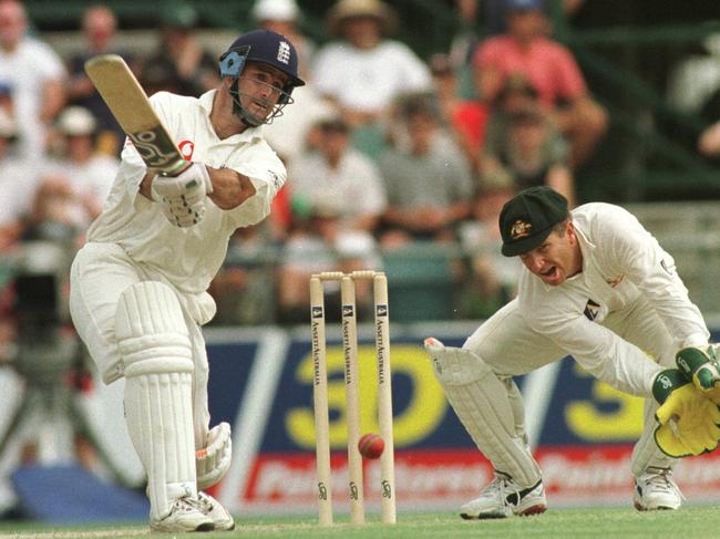 England's Graham Thorpe infront of Australian keeper Ian Healy (Photo by Ross Setford/EMPICS via Getty Images)