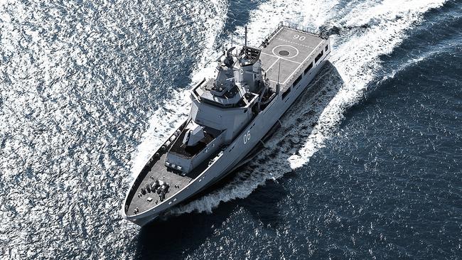 Lurssen’s 80-metre Darussalam-class offshore patrol vessel.