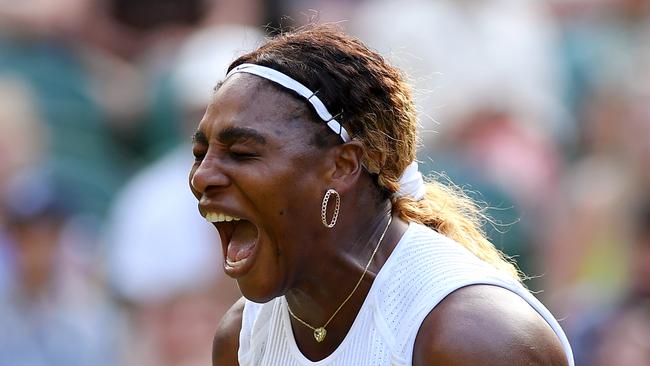 LONDON, ENGLAND - JULY 02: Serena Williams of The United States celebrates in her Ladies' Singles first round match against Giulia Gatto-Monticone of Italy during Day two of The Championships - Wimbledon 2019 at All England Lawn Tennis and Croquet Club on July 02, 2019 in London, England. (Photo by Matthias Hangst/Getty Images)