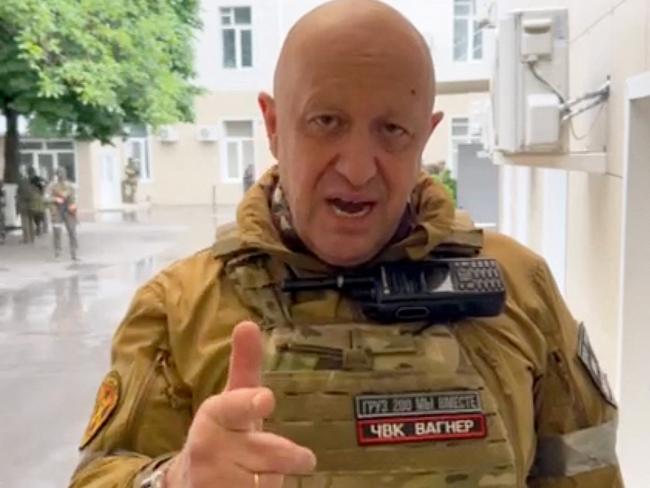 Yevgeny Prigozhin – shows Yevgeny Prigozhin speaking inside the headquarters of the Russian southern military district in the city of Rostov-on-Don. Picture: Handout / TELEGRAM/ @concordgroup_official / AFP