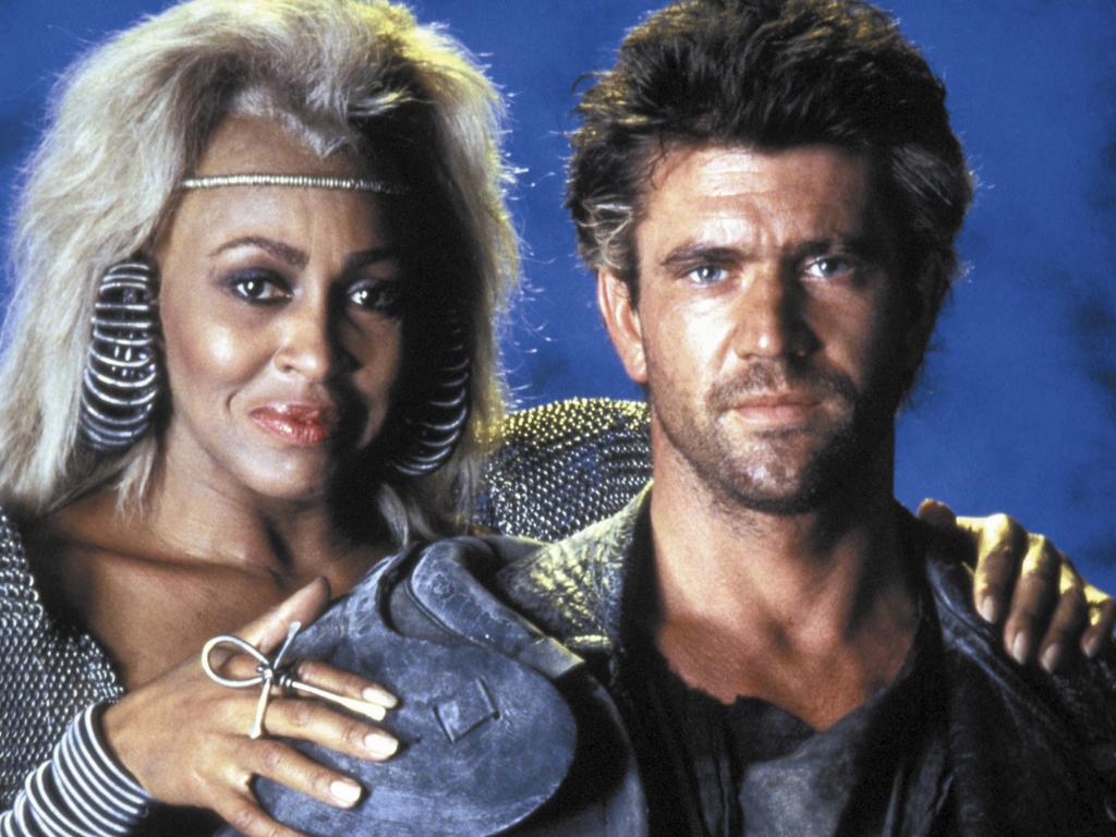 Tina Turner and Mel Gibson on the set of Mad Max Beyond Thunderdome. Picture: Warner Bros Pictures/Sunset Boulevard/Corbis via Getty Images