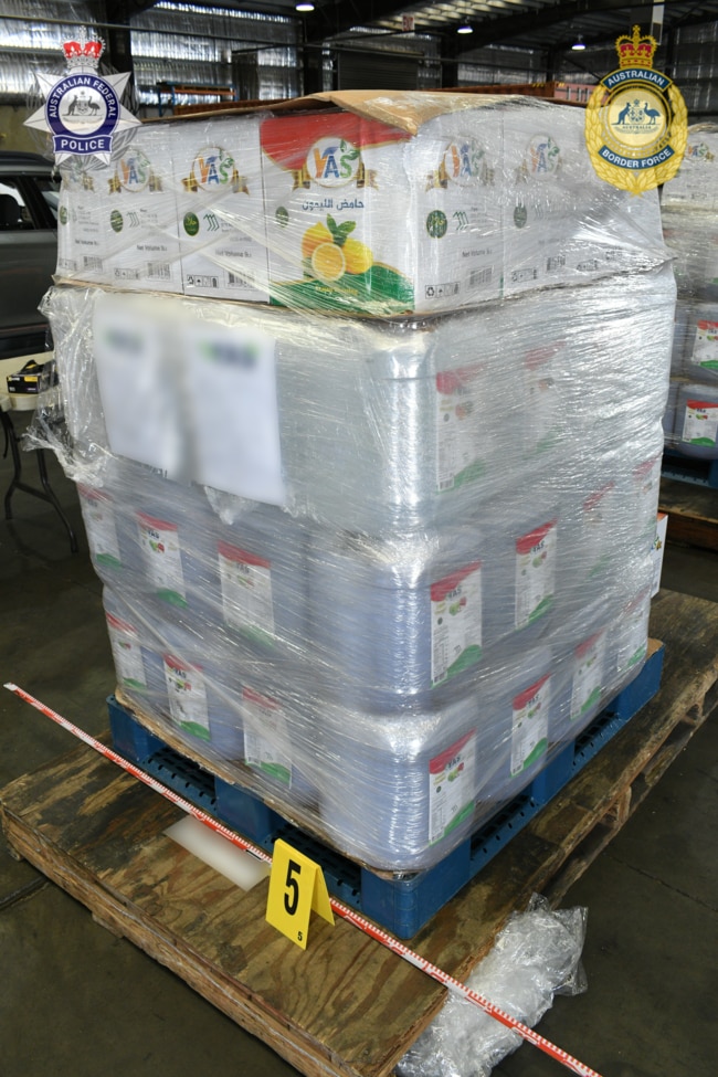 The 500 litres of methamphetamine has a street value of $41.6m. Picture: AFP