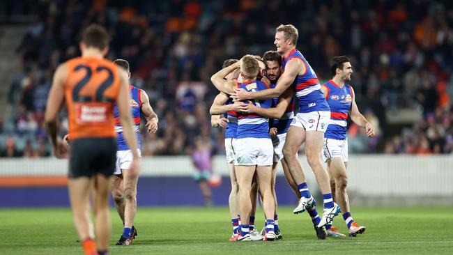 The Bulldogs blew the game open in the final term. Picture: Cameron Spencer/Getty Images