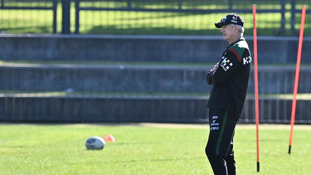 READY TO GO: Rabbitohs coach Wayne Bennett looks on at training as players prepare for the season reutrn next week.