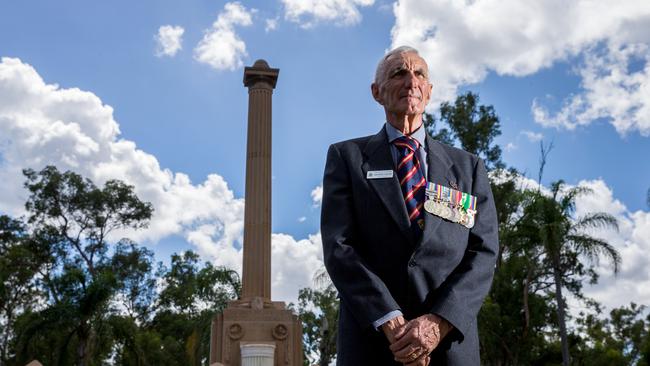 Toowong RSL Vice President George Hulse poses for a photograph for ANZAC Day 2018. Picture: Richard Walker