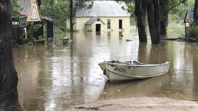 The church on site inundated by floodwaters. Picture: Helen Scotland