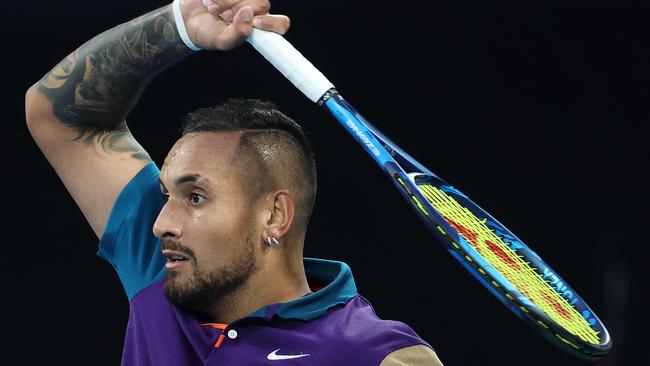 Australian Open tennis. 08/02/2021. Day 1.. Nick Kyrgios vs Frederico Ferriera Silva on John Cain Arena.. Nick Kyrgios 2nd set. Pic: Michael Klein