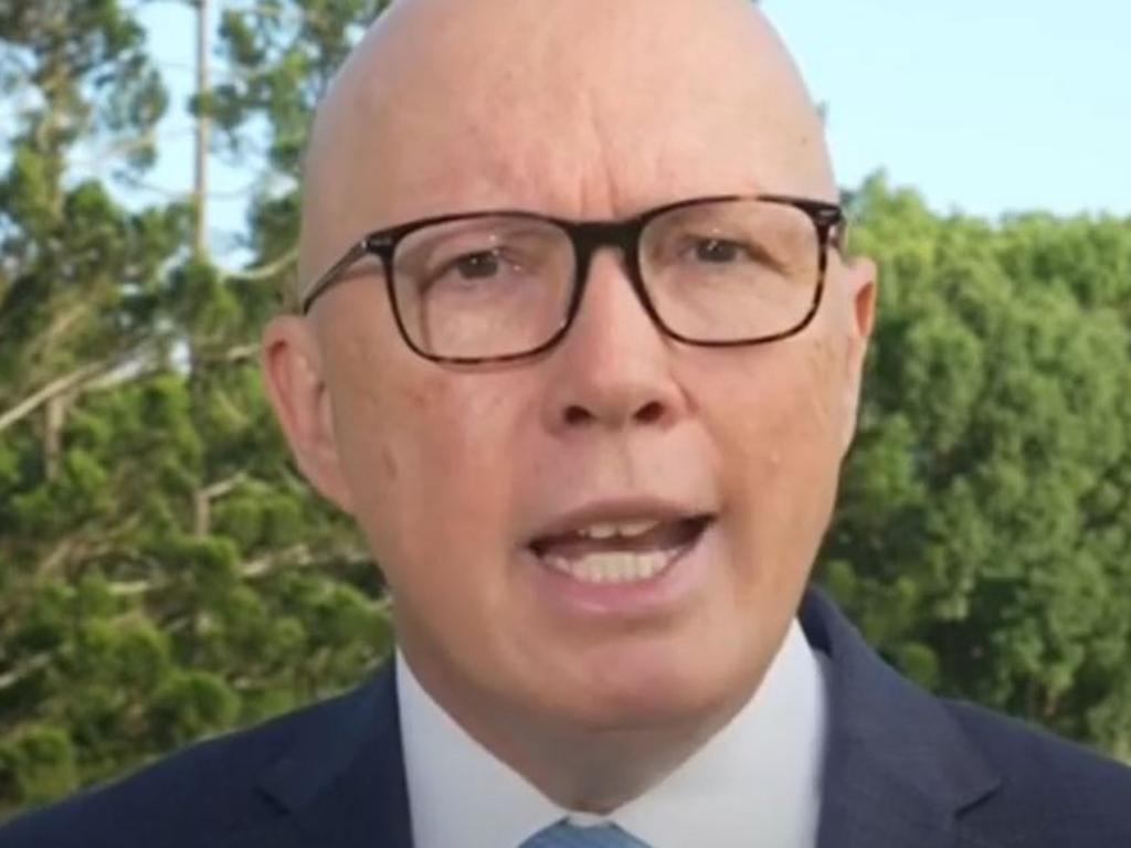 Peter Dutton delivers New Year’s Eve message to Australians. Picture: Sky News