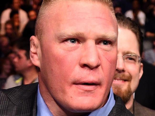 LOS ANGELES, CA - FEBRUARY 28: Former UFC Heavyweight Champion Brock Lesnar in attendance during the UFC 184 event at Staples Center on February 28, 2015 in Los Angeles, California. (Photo by Jeff Bottari/Zuffa LLC/Zuffa LLC via Getty Images)