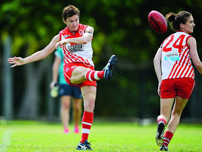 Passion: Gwynne on the footy field. Picture: Elise Derwin