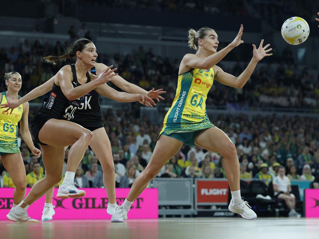 Diamonds goal attack Kiera Austin receives a pass. Picture: Getty Images