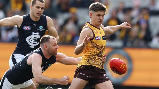 Hawthorn small forward Sam Butler is out for the rest of the season after undergoing surgery on his broken left leg. Picture: Michael Klein