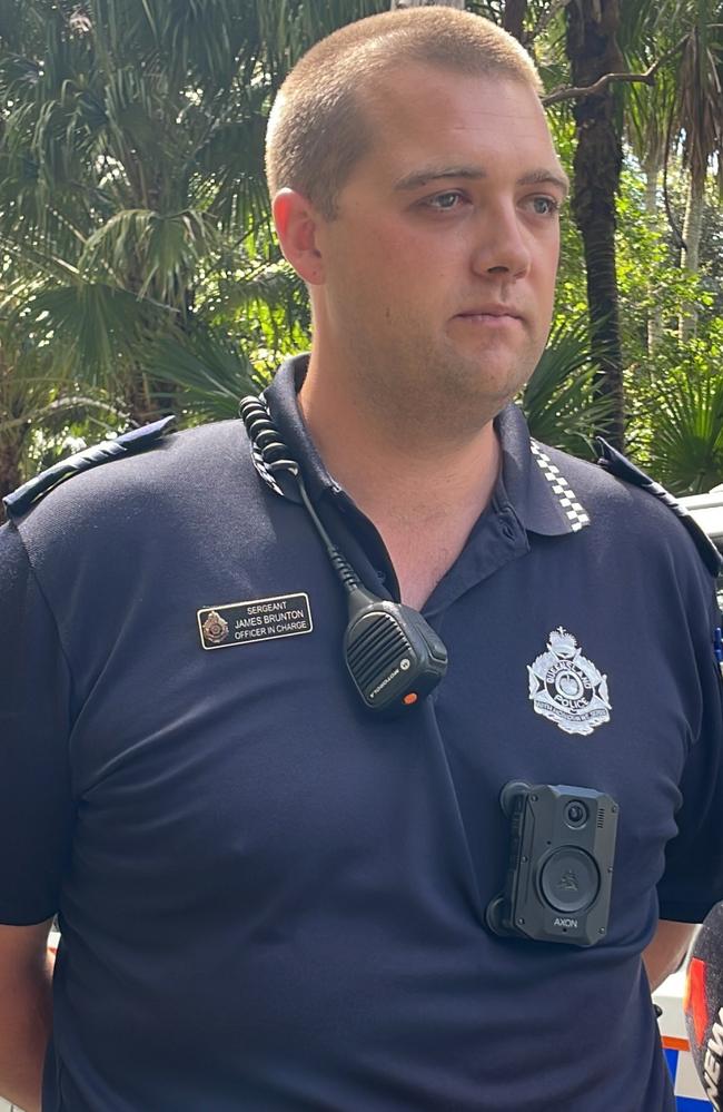 Sergeant James Brunton at the scene of a fatal crash in the Pioneer Valley. Picture: Zoe Devenport