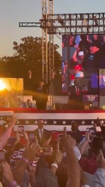 Musk showing off his hops at the Trump rally