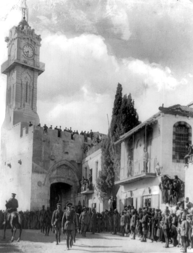 General Sir Edmund Allenby enters Jerusalem on foot on December 11, 1917, two days after it surrendered to British forces.