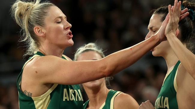 MELBOURNE, AUSTRALIA - JULY 05: Lauren Jackson of the Opals reacts during the game between the Australia Opals and China at John Cain Arena on July 05, 2024 in Melbourne, Australia. (Photo by Kelly Defina/Getty Images)