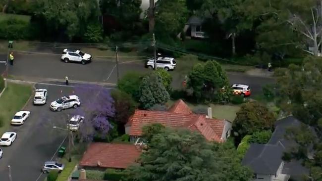 Police on the scene at Highlands Ave in Wahroonga this morning. Picture: 7 News