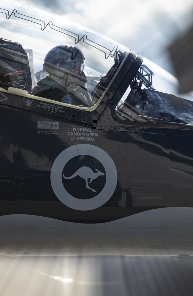 A Pilot from No.76 Squadron starts his Hawk 127 Aircraft during Exercise High Sierra 23 at RAAF Base Townsville in Queensland.