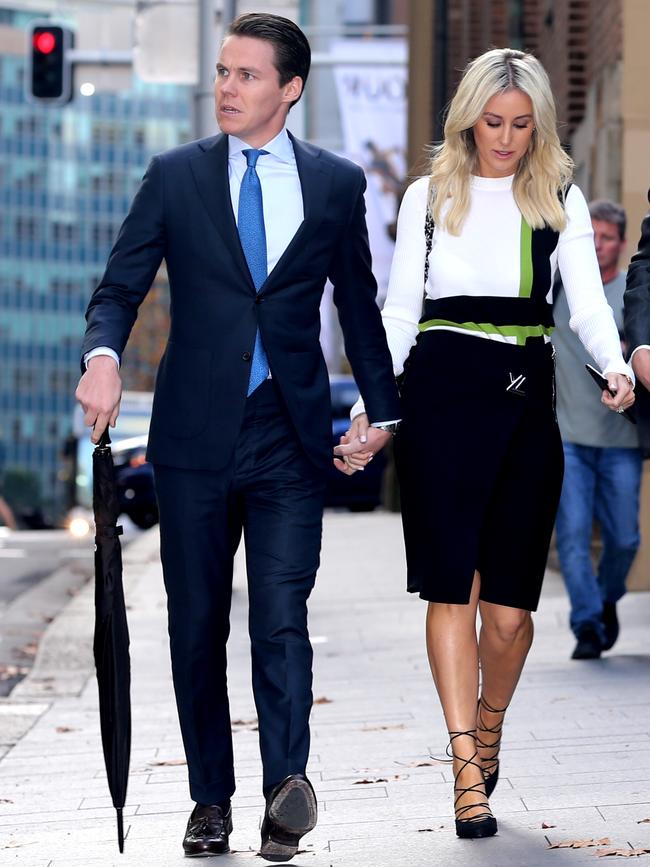 Oliver Curtis and Roxy Jacenko arrive at the Supreme Court.