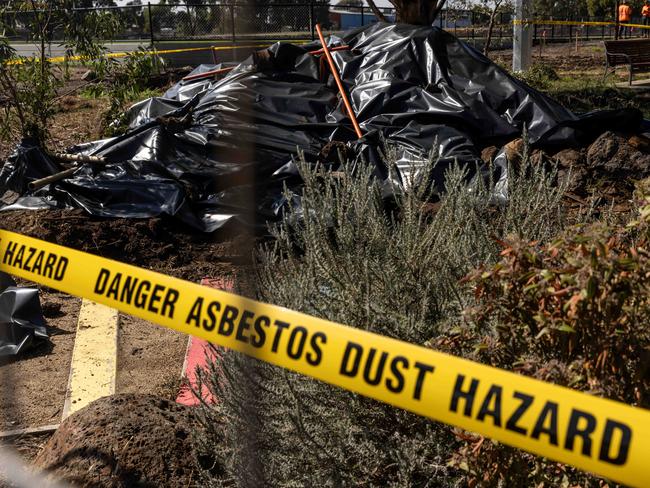 Asbestos at Hosken Reserve in Coburg North was believed to be from historic dumping. Picture: Diego Fedele