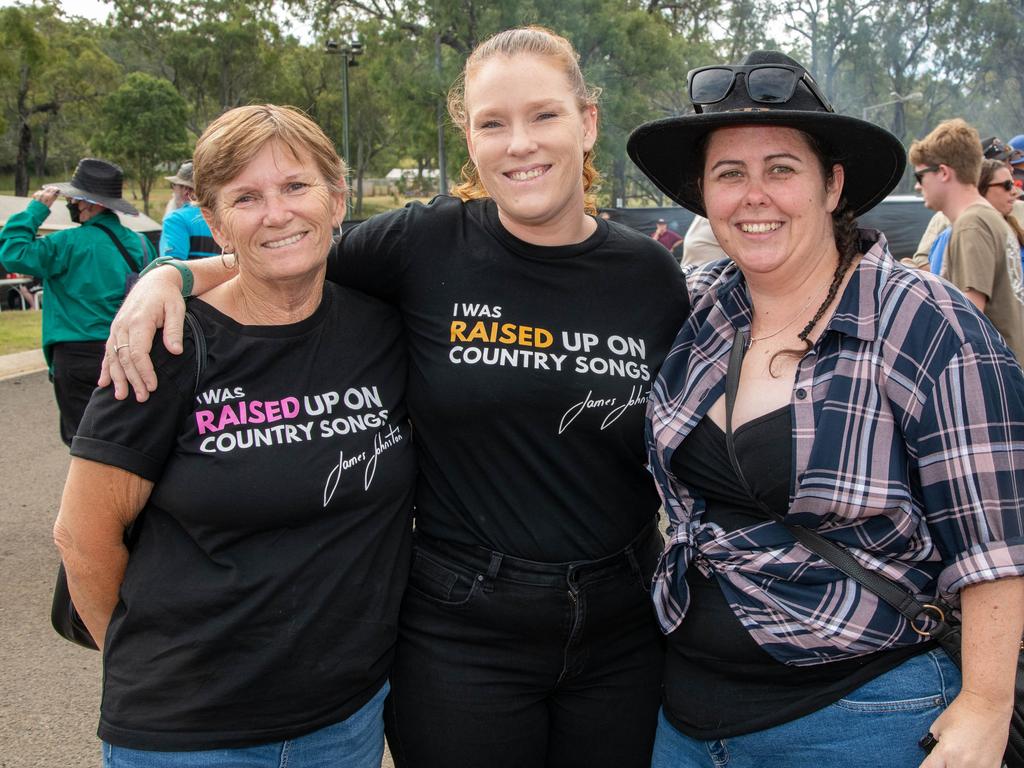 Nan Williams (left), Christie Ward and Cassie Hicks. Meatstock - Music, Barbecue and Camping Festival at Toowoomba Showgrounds.Friday March 8, 2024 Picture: Bev Lacey