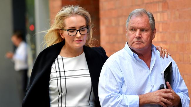 Emma Page-Campbell with her husband Robert Doyle in Flinders Lane, Melbourne.  Emma stands by her husband Lord Mayor Doyle, while he faces sexual misconduct allegations. Picture: Nicole Garmston