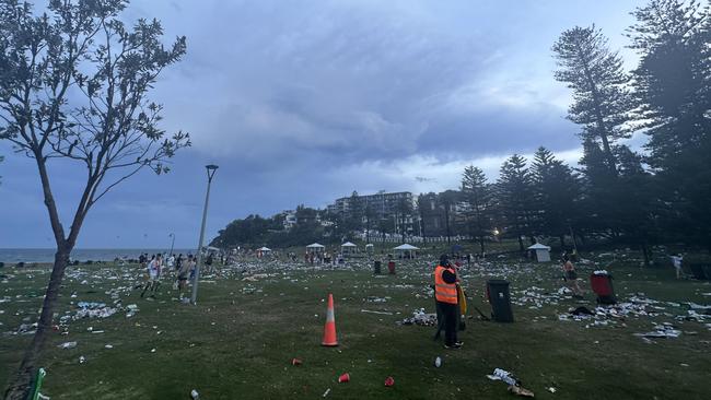 The great mass of rubbish left by Christmas partygoers at Bronte Beach in 2023. Picture: Willow Berry