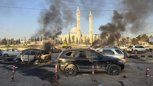 A general view of the destruction following an unidentified air strike on Aleppo, Syria, after it was captured by anti-regime armed groups. Picture: Getty Images