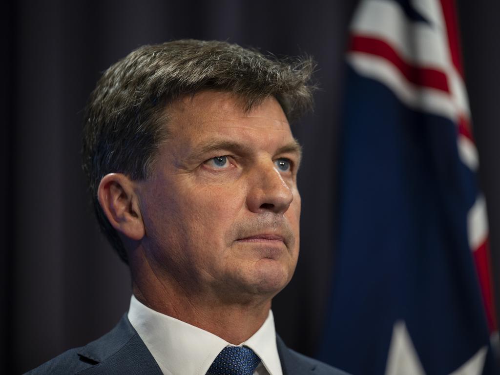 Energy and Emissions Reduction Minister Angus Taylor and Prime Minister Scott Morrison unveiled their net zero plan today. Picture: Martin Ollman / NCA NewsWire