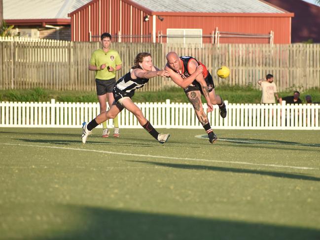 Liam Miatke-Austral in the North Mackay Saints v Mackay Magpies Premier AFL grand final at Magpies Sporting Club, Mackay, September 11, 2021. Picture: Matthew Forrest