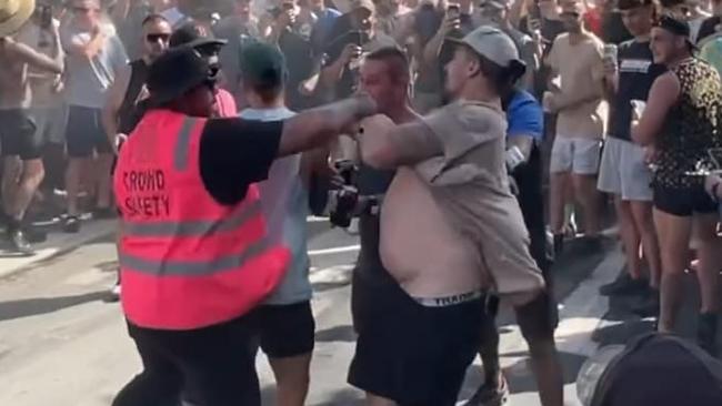 Motor fans have captured shocking footage of a brawl which erupted on Saturday between event attendees and security at the Summernats festival in Canberra. Picture: Facebook.