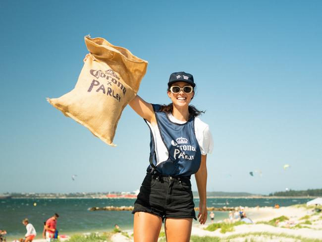 Teigan Nash at the beach clean up hosted by Corona and Parley AIR Strategy at Silver Beach, Botany Bay.