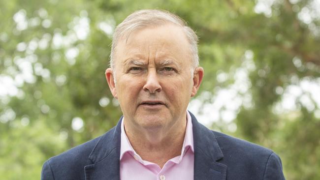 Anthony Albanese speaks at a press conference in Marrickville. Picture: Jenny Evans