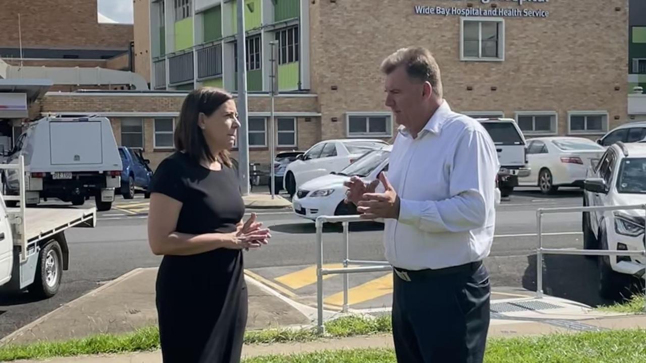 Deb Frecklington and Stephen Bennett at Bundaberg Hospital on Thursday