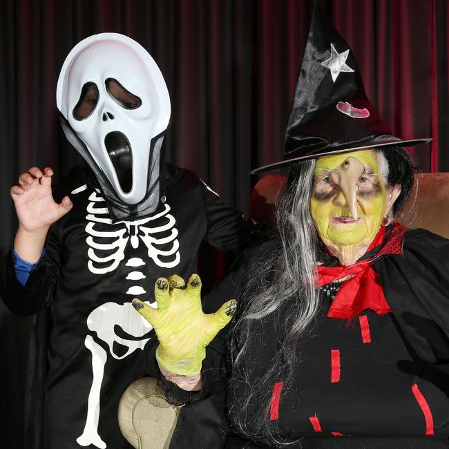 Arcare residents celebrating Halloween with Epping Primary school students pre-covid. Picture: George Salpigtidis