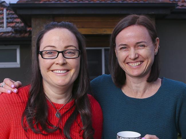 Sisters Lisa, 42 (green), and Tania Costello, 41, recently refinanced their loan from NAB to Macquarie Bank which saw their interest rate fall from 4.47 per cent to just 3.44 per cent, saving them thousands per year.Picture by Wayne Taylor 3rd July 2019