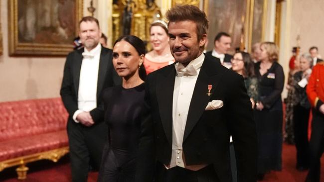 Victoria and David Beckham attend the state banquet. Picture: Getty Images