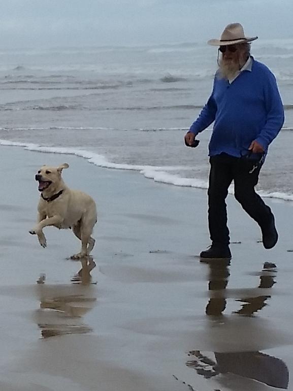 Les Modra with Reggie the labrador. Picture: supplied