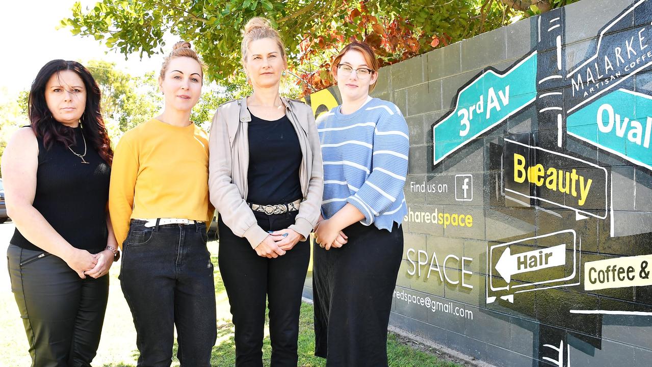 The Hub Caloundra owner Jill Brealey (second right), pictured with business owners Kerry Clouston, Donna Odell and Nicole Waddel, says her business would be one of many to go under plans for a major road upgrade at Third Avenue.