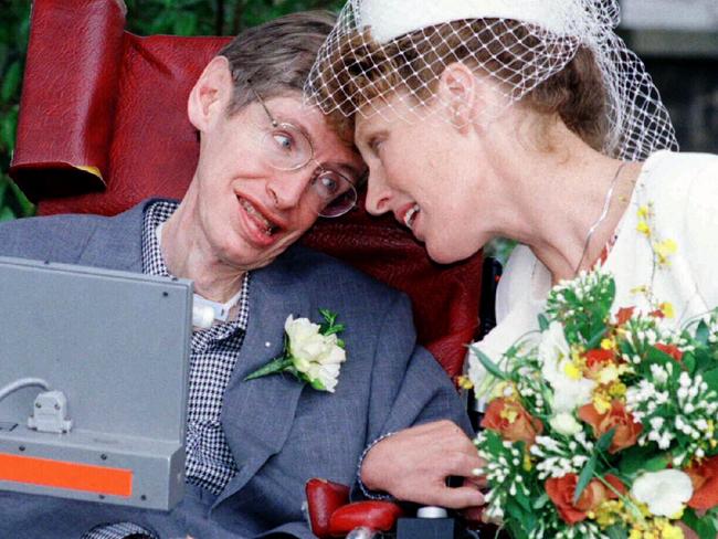 Professor Stephen Hawking with wife Elaine Mason after their wedding
